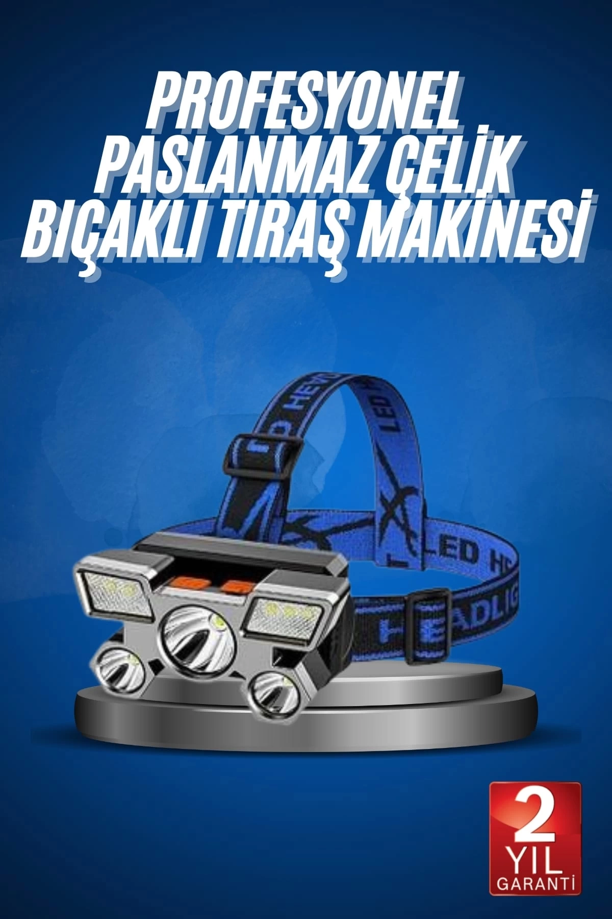BUĞZ 5 LED Far Şarj Edilebilir Güçlü Kafa Lambası Kamp Lambası 4 Modlu