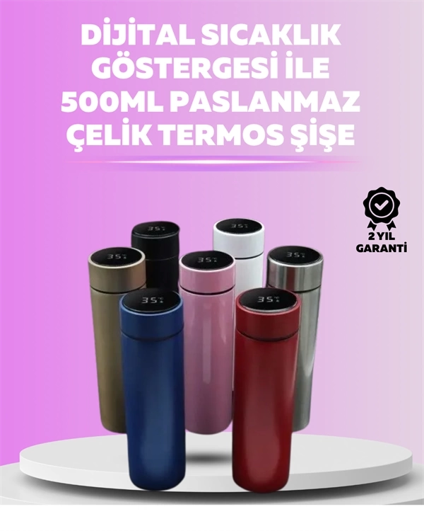 BUĞZ 250ml LED Ekranlı Paslanmaz Çelik Akıllı Termos
