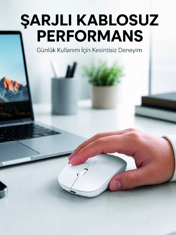 BUĞZ 5000 DPI Bluetooth Kablosuz Mouse Hafif Ergonomik Sessiz Wireless Fare