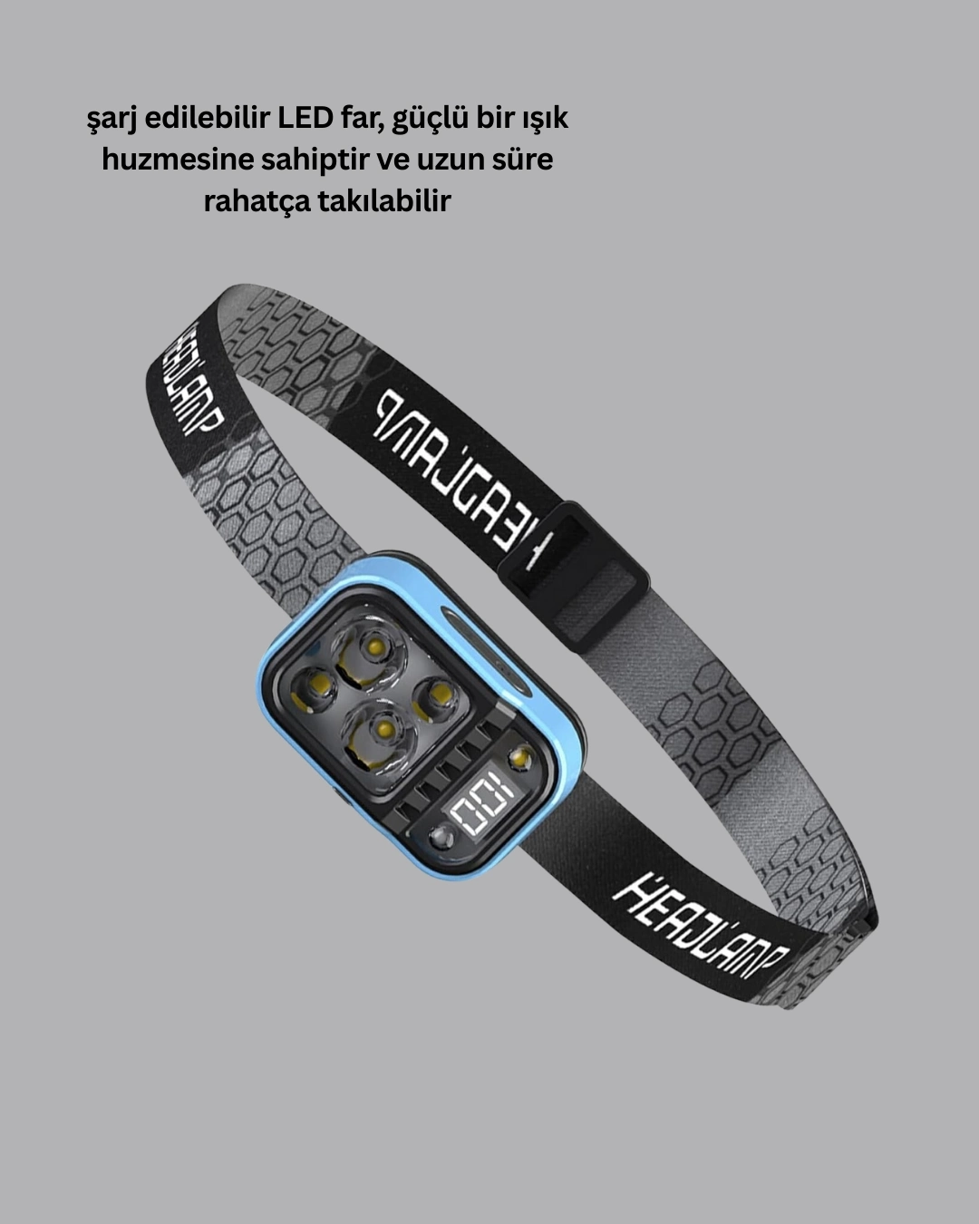 BUĞZ 53 Modlu Süper Parlak LED Kafa Lambası Type C Şarjlı Güç Göstergeli