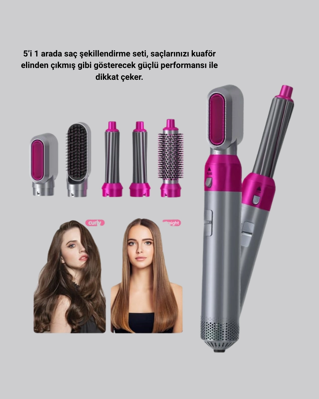 BUĞZ 5’i 1 Arada Saç Şekillendirici Set Kuaför Düzeyinde Performans ve Ergonomik Tasarım