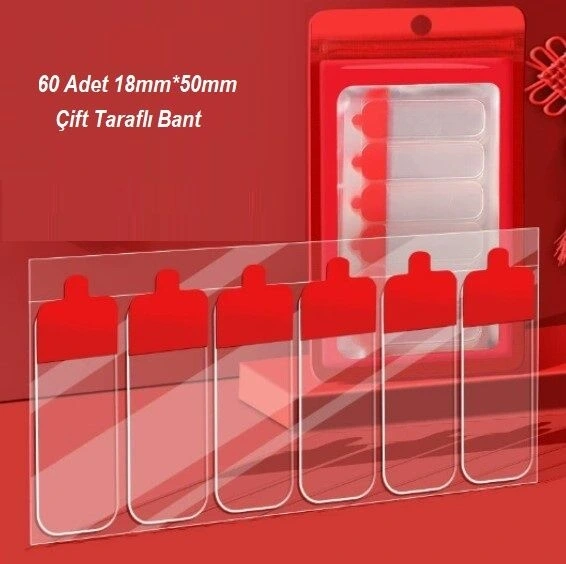 BUĞZ 60 Parça Kolay Açılır Güçlü Çift Taraflı Bant 18mm*50mm