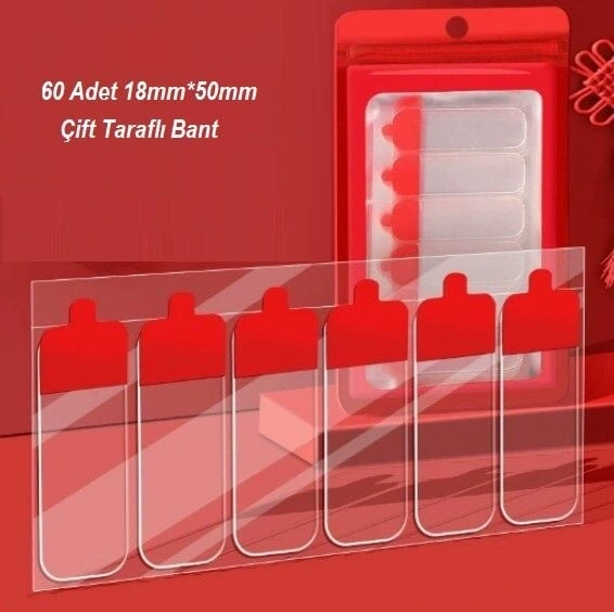 BUĞZ 60 Parça Kolay Açılır Güçlü Çift Taraflı Bant 18mm*50mm