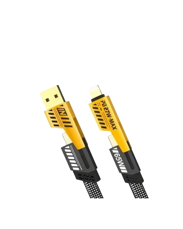BUĞZ 65W 4'ü 1 Arada Çoklu Şarj Kablosu – USB-C, USB-A, Lightning, Veri ve Şarj Desteği BUĞZ 65W 4'ü 1 Arada Çoklu Şarj Kablosu – USB-C, USB-A, Lightning, Veri ve Şarj Desteği