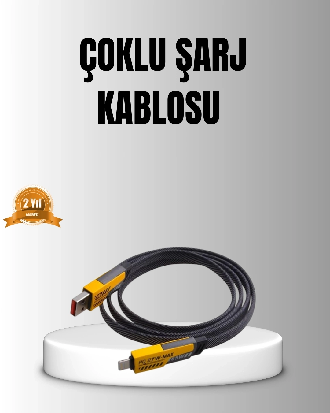 BUĞZ 65W 4’ü 1 Arada Örgülü Hızlı Şarj Kablosu USB-C USB-A Çoklu Şarj Dayanıklı