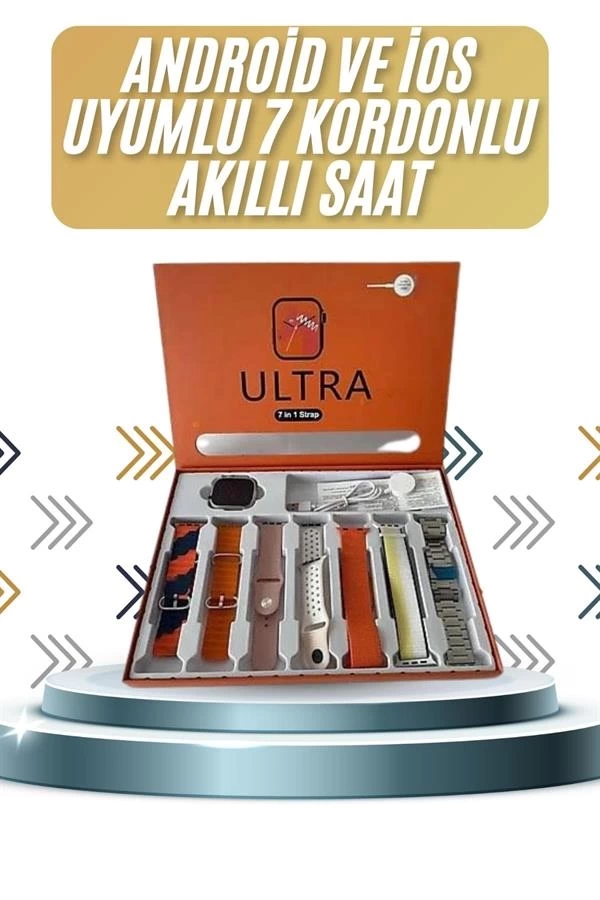 BUĞZ 7 Kordonlu Akıllı Saat Plastik Kordon Hasır Kordon Çelik Kordon BUĞZ 7 Kordonlu Akıllı Saat Plastik Kordon Hasır Kordon Çelik Kordon