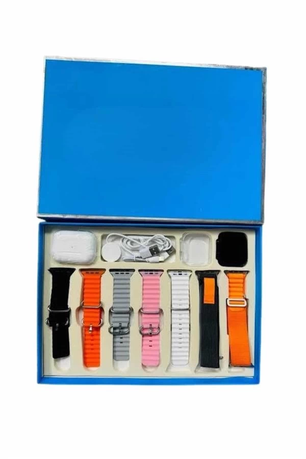BUĞZ 7 Kordonlu Unisex Akıllı Saat Çoklu Kordon Seçeneği Amoled Ekran