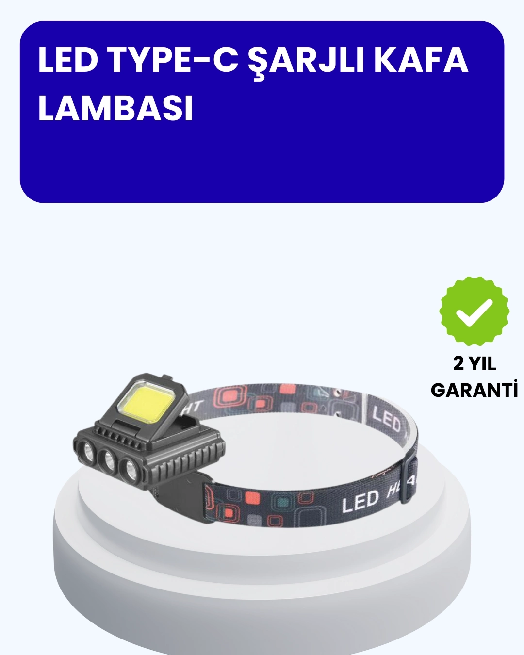 BUĞZ 800 Lumen LED Kafa Lambası COB ve XPE Led Type C Şarjlı Ayarlanabilir