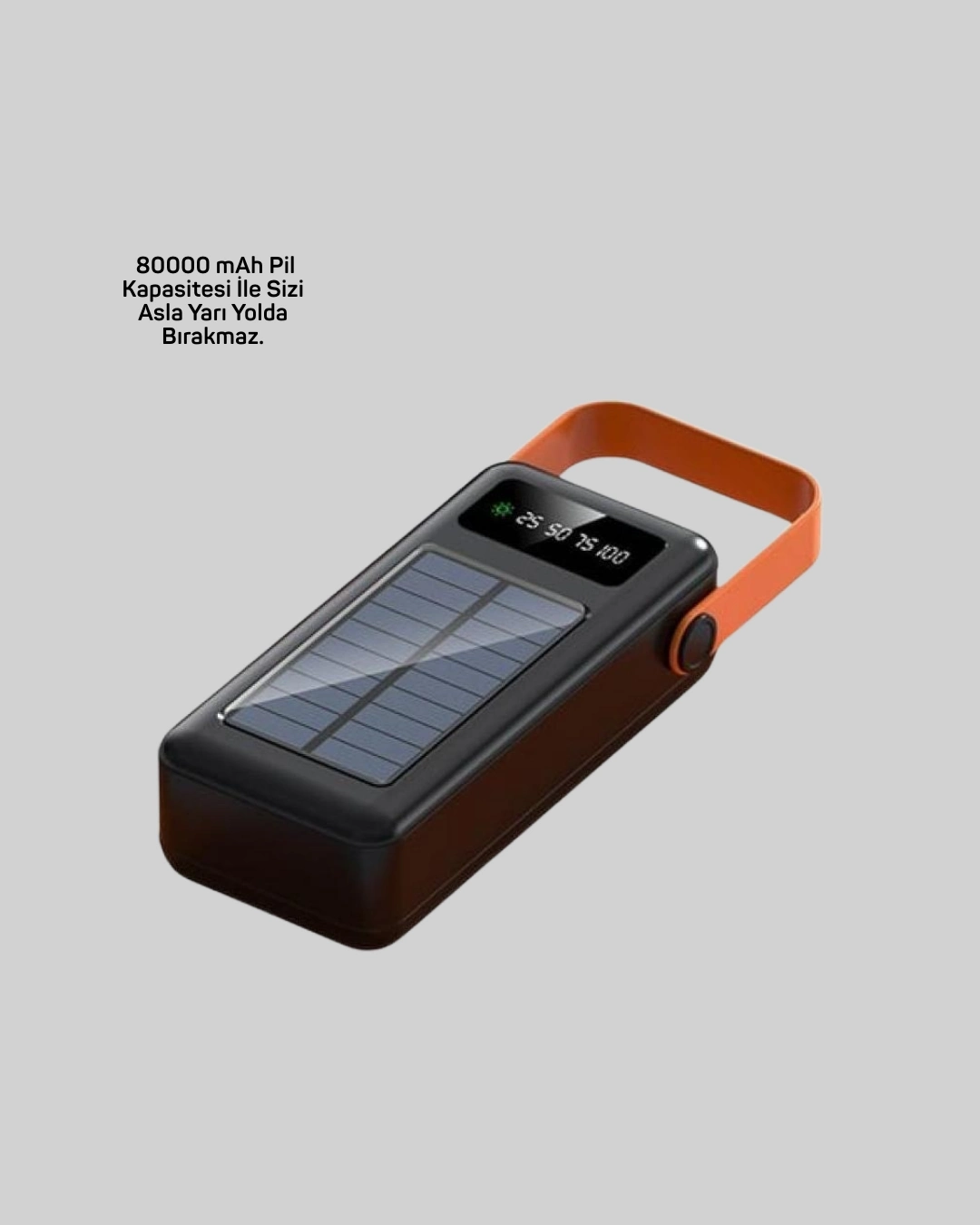 BUĞZ 80000 mAh Güneş Enerjili Powerbank 4 Kablolu Type C Lightning Micro USB