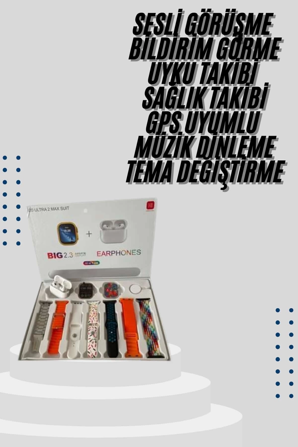 BUĞZ 9 Ultra Akıllı Saat 49mm 2inç Ekran 7 Kordonlu ve Bluetooth Kulaklık