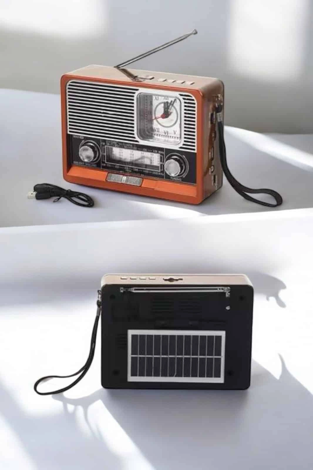 BUĞZ Ahşap Görünümlü Retro Bluetooth Radyo USB,AUX Ve SD Kart Girişli