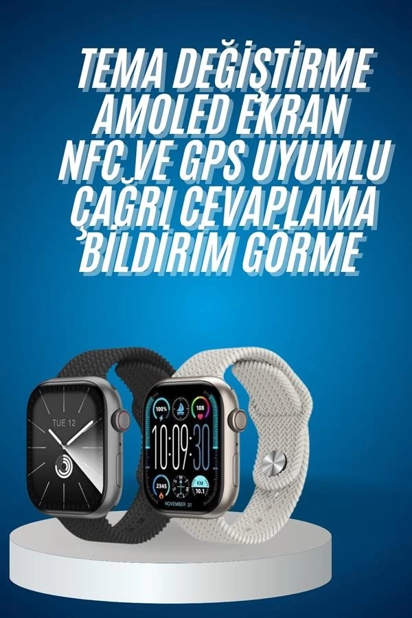 BUĞZ Akıllı Kol Saat Amoled Ekran Android ve İOS Uyumlu Arama Konuşma
