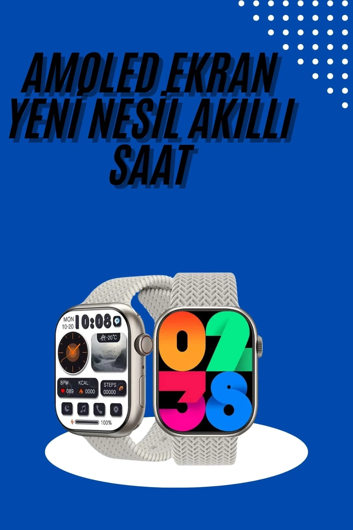 BUĞZ Akıllı Kol Saat Amoled Ekran Android ve İOS Uyumlu Arama Konuşma