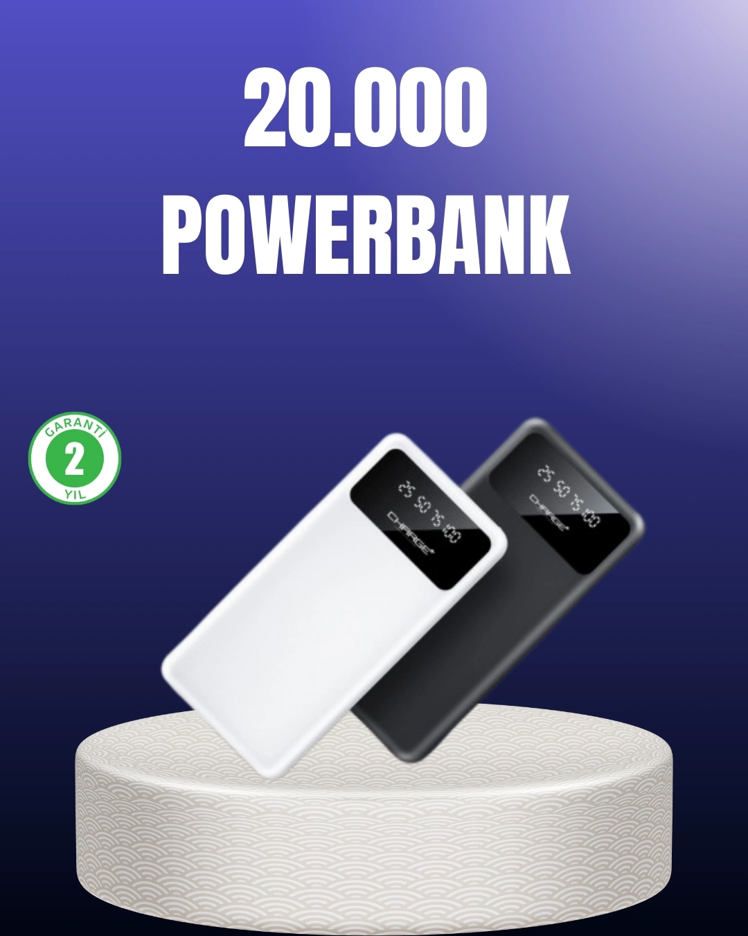 BUĞZ Akıllı LCD Ekranlı 20.000mAh Powerbank PD + USB + Type-C
