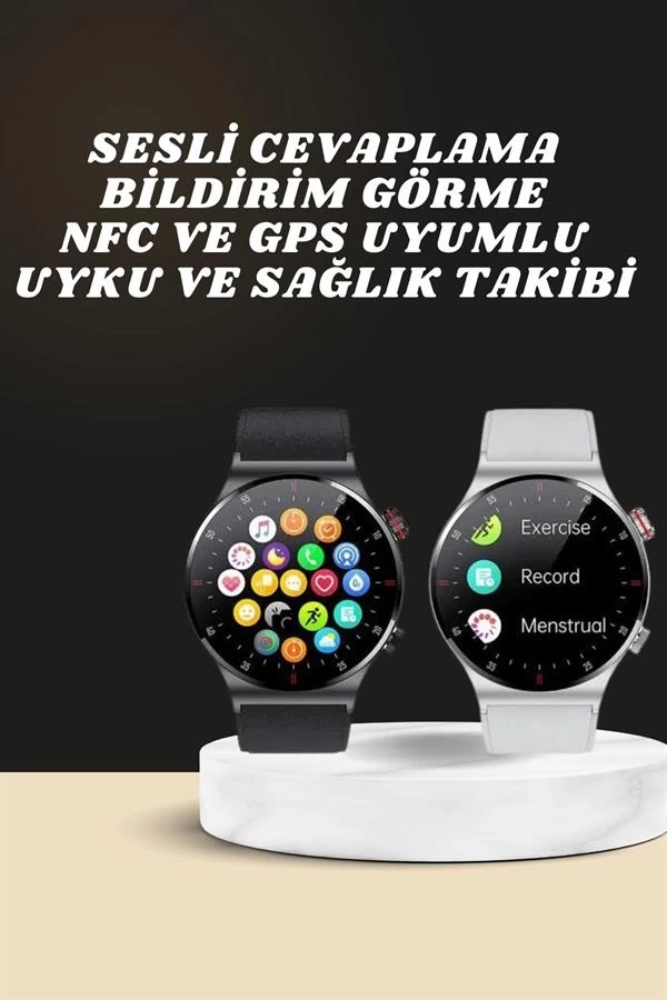 BUĞZ Akıllı Saat Amoled Ekran Bluetooth Bağlantılı Sesli Görüşme Nabız Ölçer