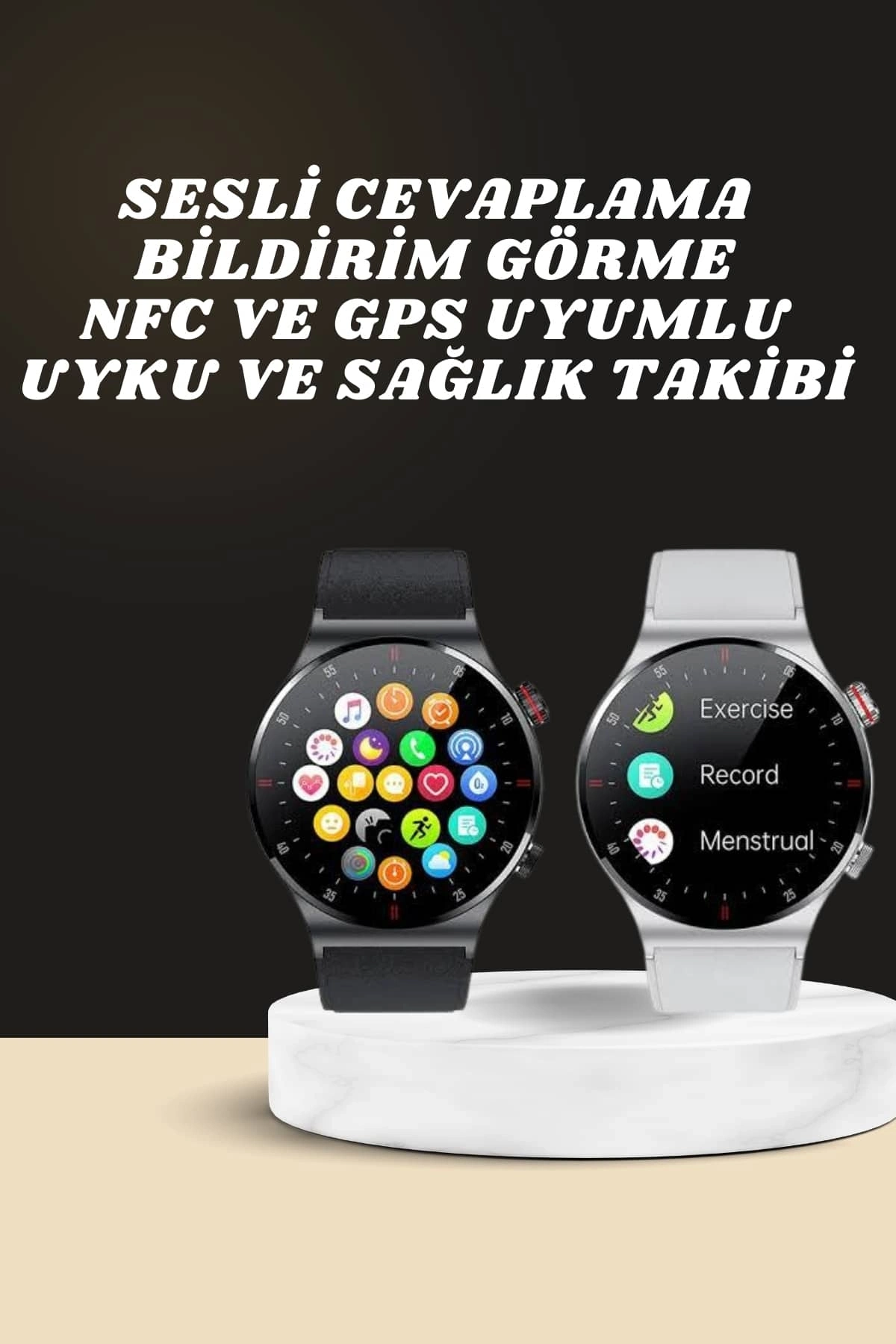 BUĞZ Akıllı Saat Amoled Ekran Bluetooth Bağlantılı Sesli Görüşme Nabız Ölçer
