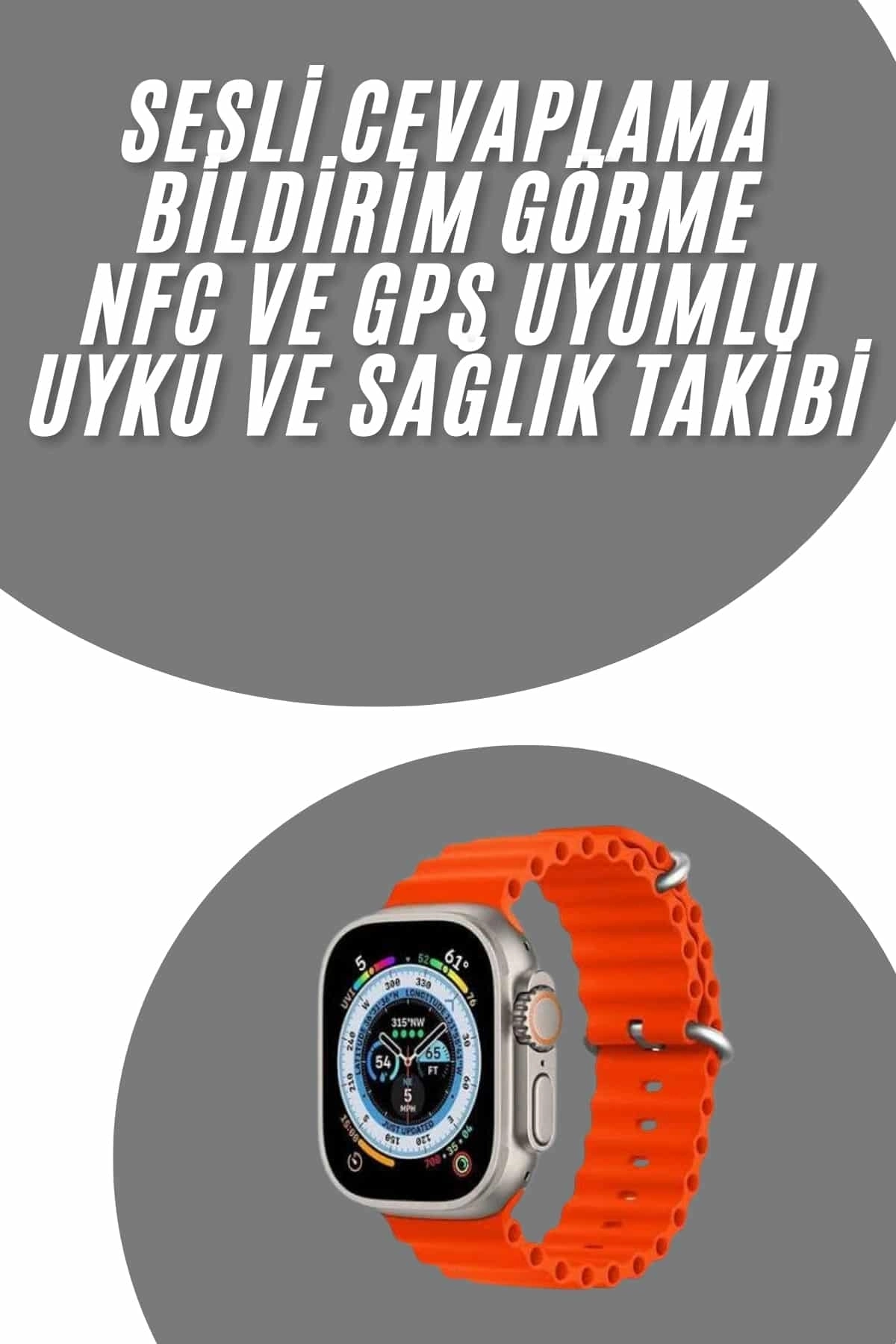 BUĞZ Akıllı Saat Android ve İOS Uyumlu 49 MM NFC Özelliği GPS Takibi