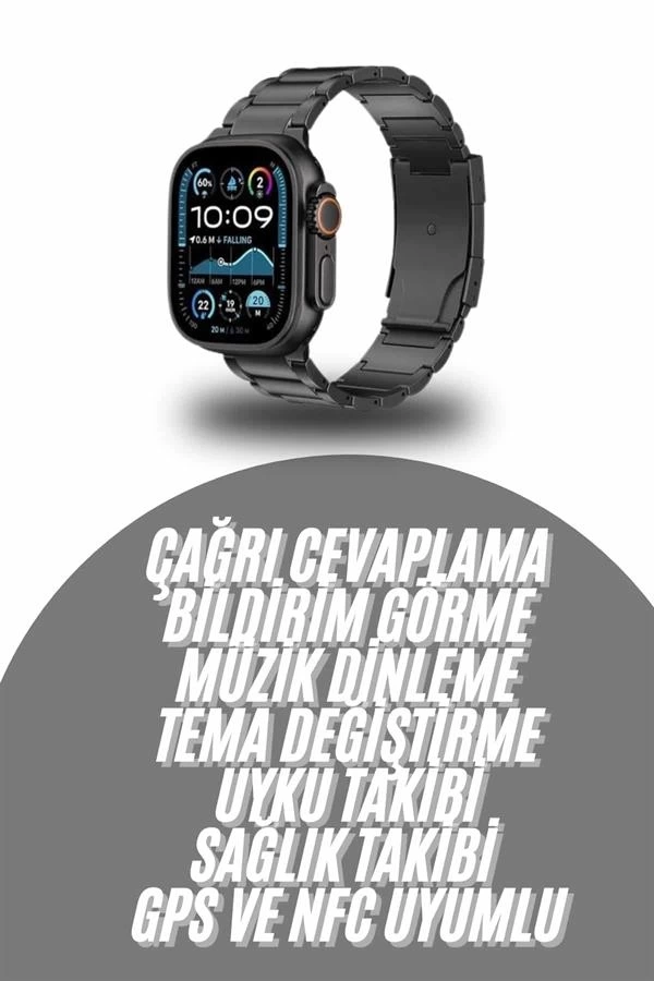 BUĞZ Akıllı Saat Arama Konuşma GPS ve NFC Özelliği 3 Kordonlu Amoled Ekran
