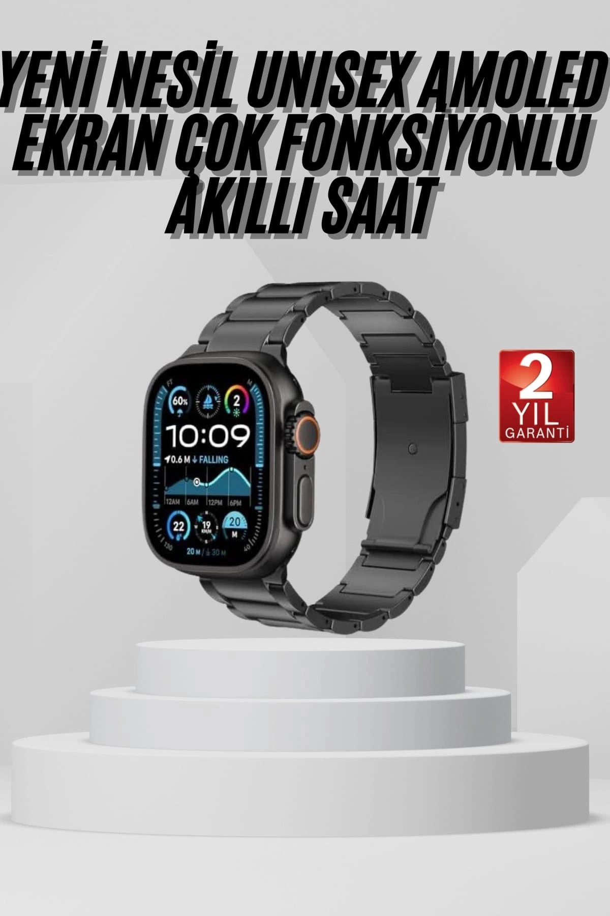 BUĞZ Akıllı Saat Arama Konuşma GPS ve NFC Özelliği 3 Kordonlu Amoled Ekran