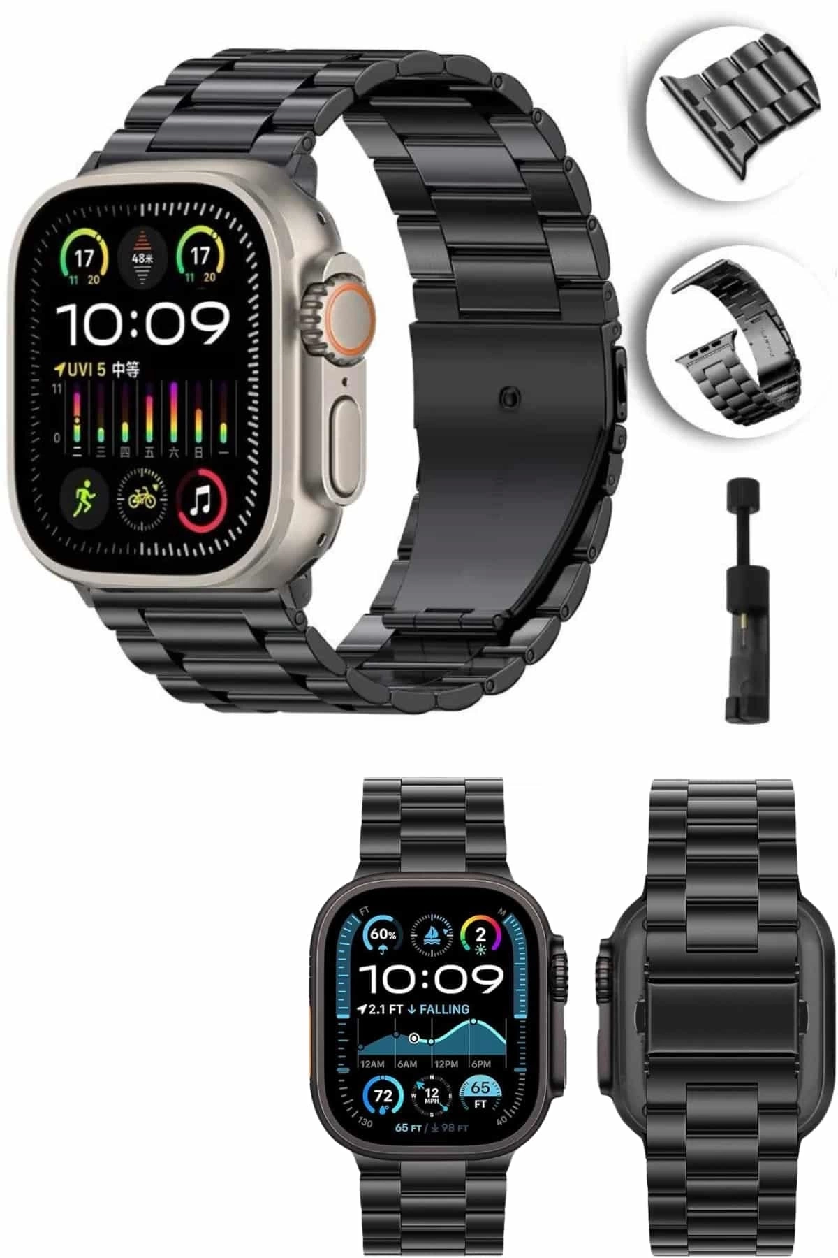 BUĞZ Akıllı Saat Arama Konuşma GPS ve NFC Özelliği 3 Kordonlu Amoled Ekran