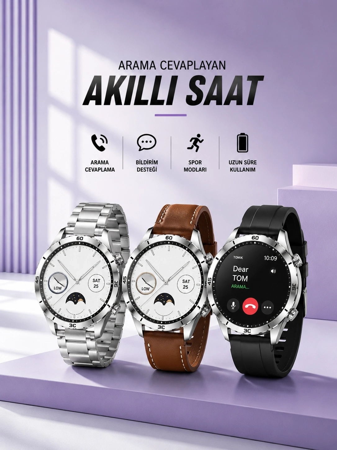 BUĞZ Akıllı Saat Bildirim Görme Sesli Görüşme Çoklu Kordon GPS Takibi