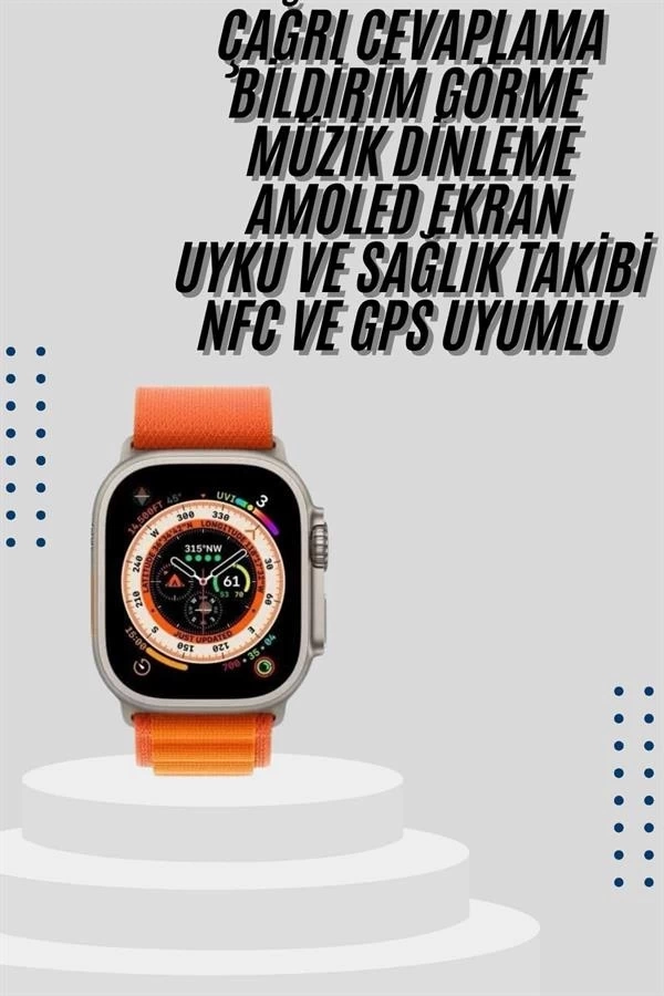 BUĞZ Akıllı Saat Bleutooth Bağlantılı Akıllı Saat Amoled Ekran 49 MM