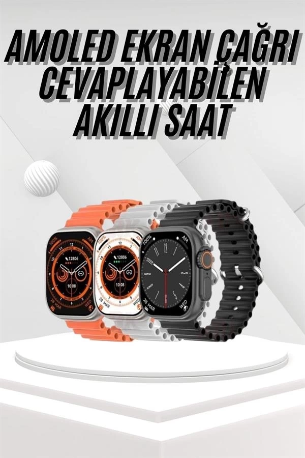 BUĞZ Akıllı Saat Bleutooth Bağlantılı Akıllı Saat Amoled Ekran 49 MM