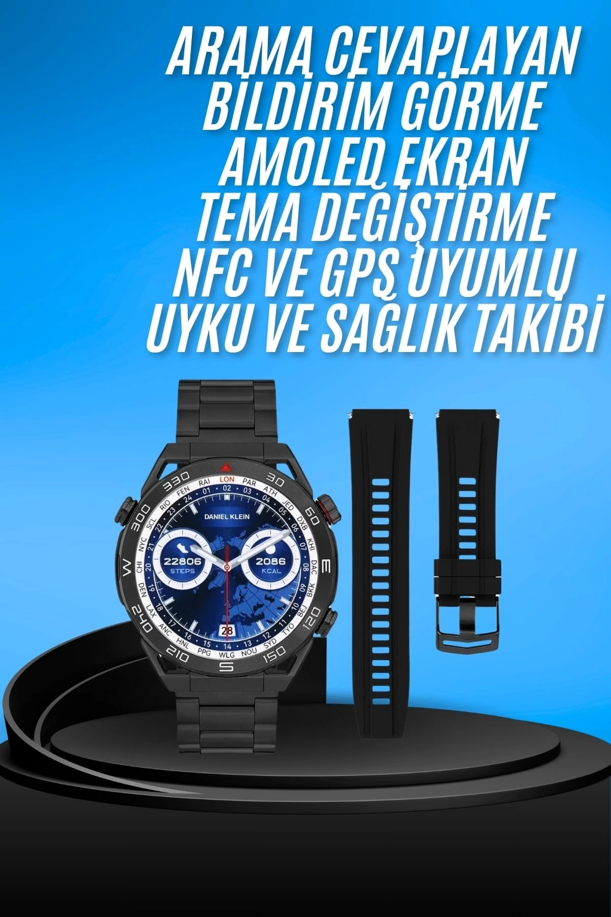BUĞZ Akıllı Saat Çelik Kordonlu Amoled Ekran Android ve İOS Uyumlu Çağrı Cevaplayabilen BUĞZ Akıllı Saat Çelik Kordonlu Amoled Ekran Android ve İOS Uyumlu Çağrı Cevaplayabilen