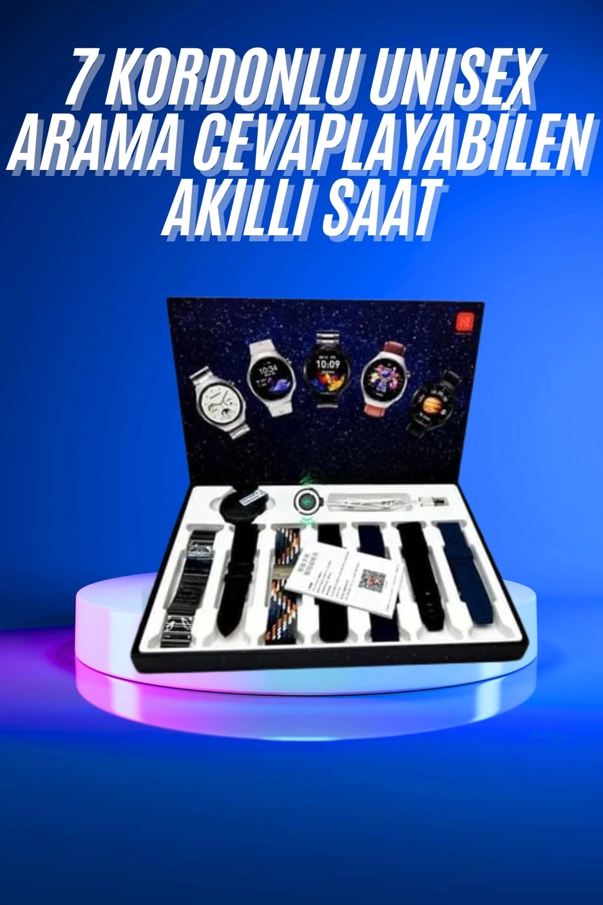 BUĞZ Akıllı Saat Çoklu Kordon Seçenekli Dokunmatik Ekran Nabız Sensörlü