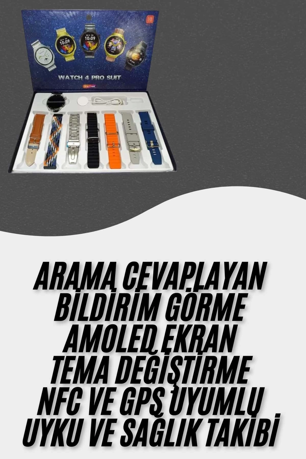 BUĞZ Akıllı Saat Çoklu Kordon Seçenekli Dokunmatik Ekran Nabız Sensörlü BUĞZ Akıllı Saat Çoklu Kordon Seçenekli Dokunmatik Ekran Nabız Sensörlü