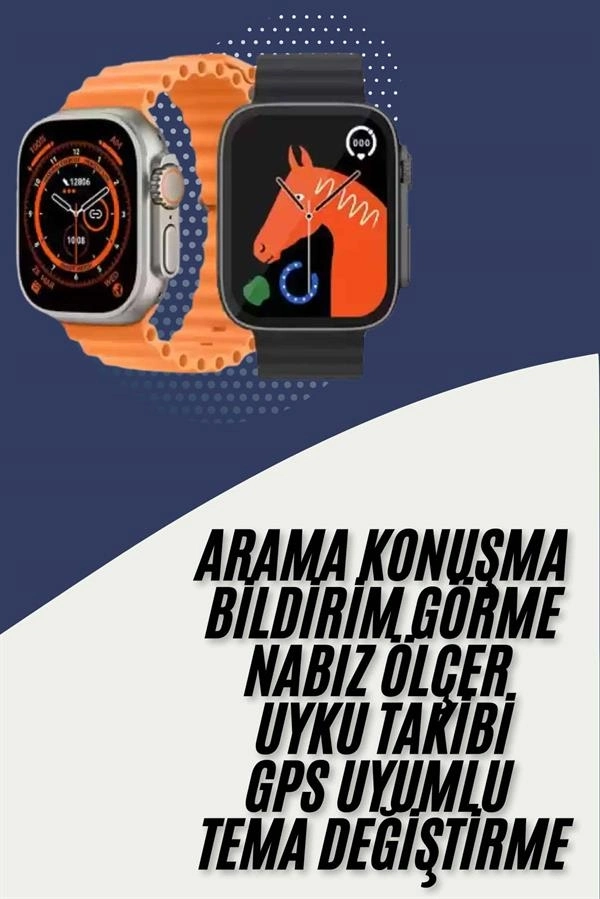 BUĞZ Akıllı Saat Kordon Hediyeli Güçlü Batarya Kapasiteli Titreşimli Bildirim Görme Unisex