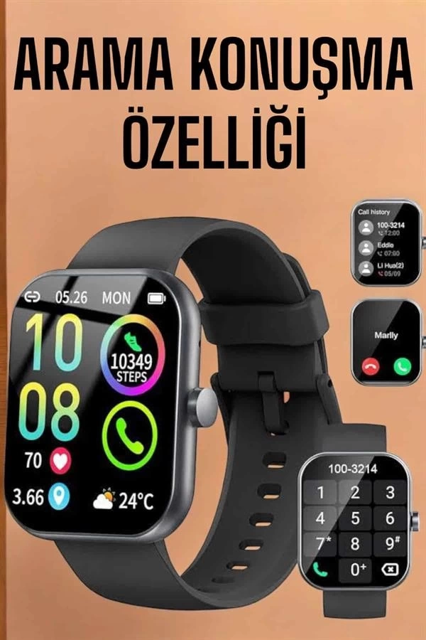 BUĞZ Akıllı Saat Tema Değiştirme Bluetooth Bağlantılı Arama Cevaplayan