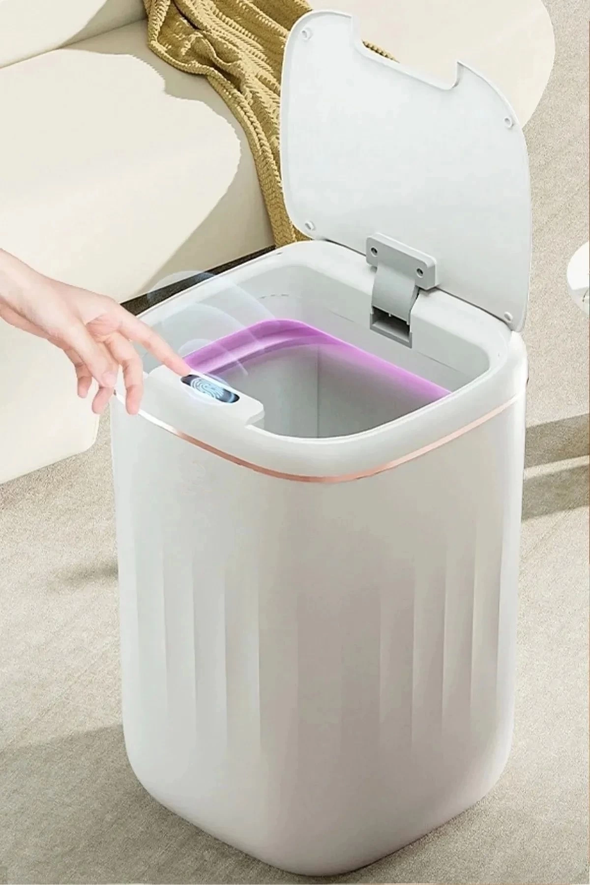 BUĞZ Akıllı Teknolojik Çöp Kutusu UV Işıklı Otomatik Aç Kapat Sensörlü Mutfak Banyo Ev 20L