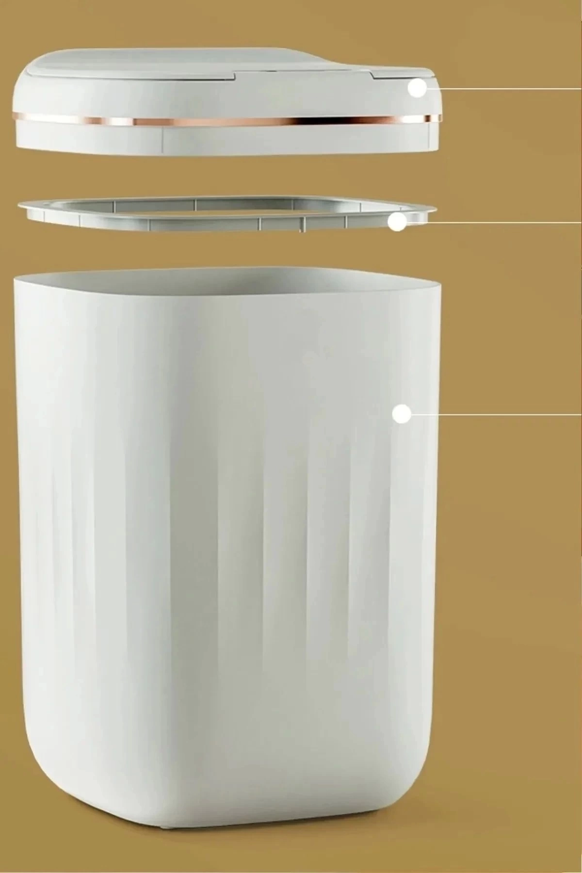 BUĞZ Akıllı Teknolojik Çöp Kutusu UV Işıklı Otomatik Aç Kapat Sensörlü Mutfak Banyo Ev 20L