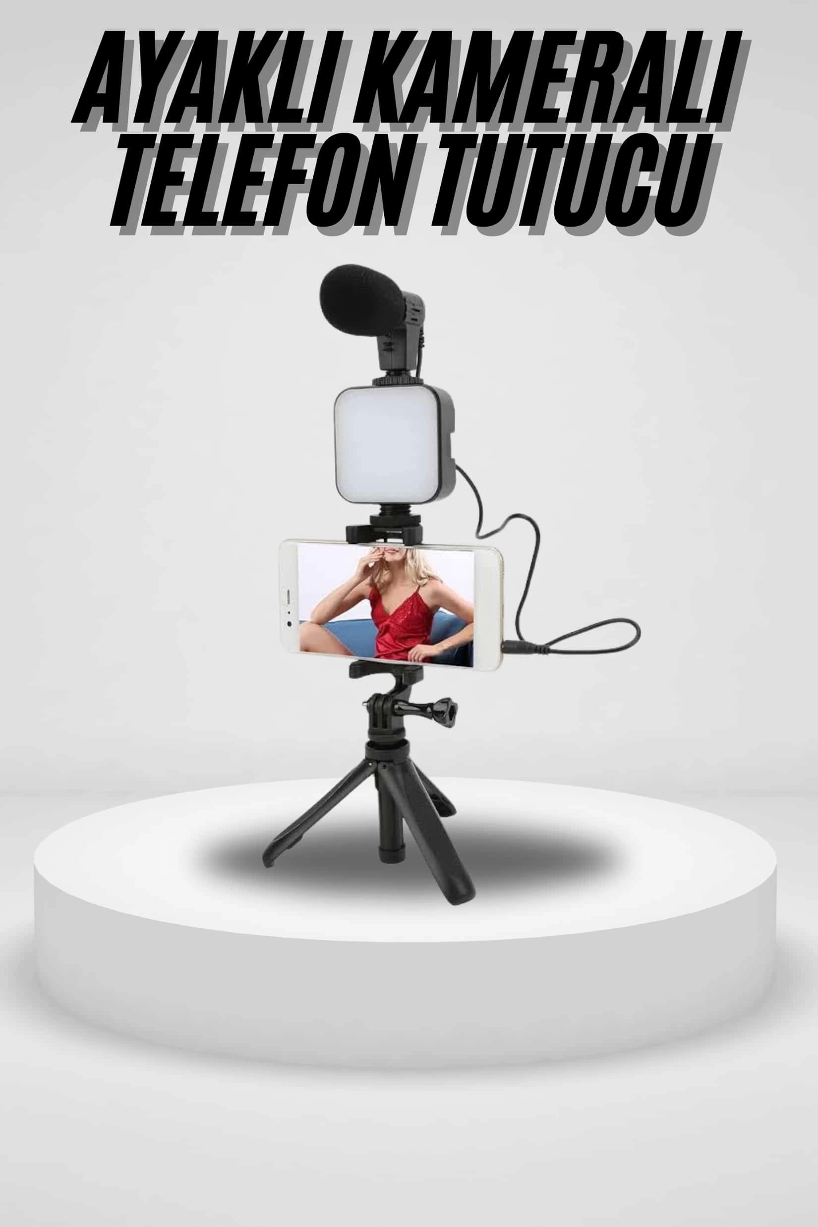 BUĞZ Akıllı Telefon Vlog Kiti Tripod Mini Mikrofonlu Telefon Tutucu