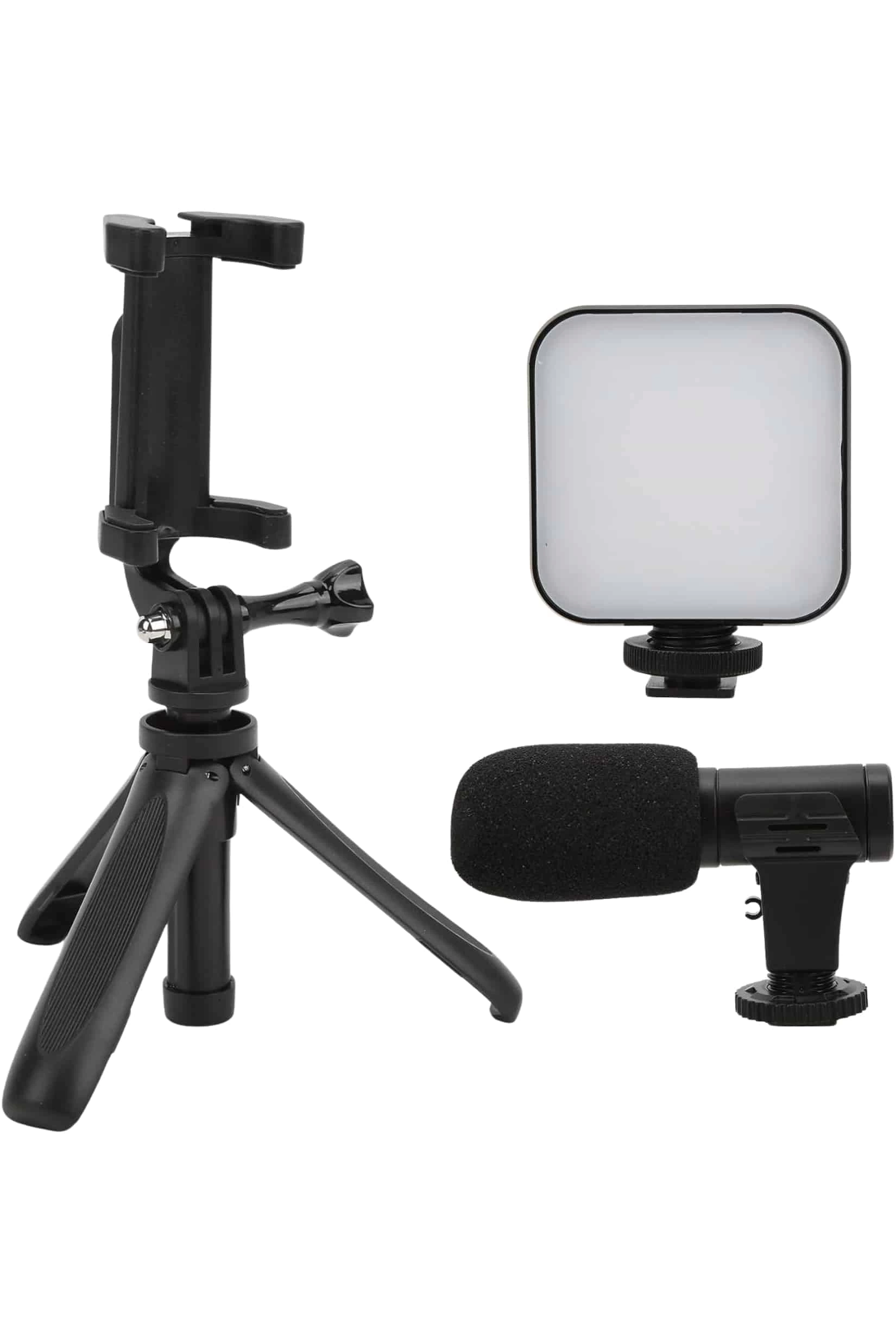 BUĞZ Akıllı Telefon Vlog Kiti Tripod Mini Mikrofonlu Telefon Tutucu