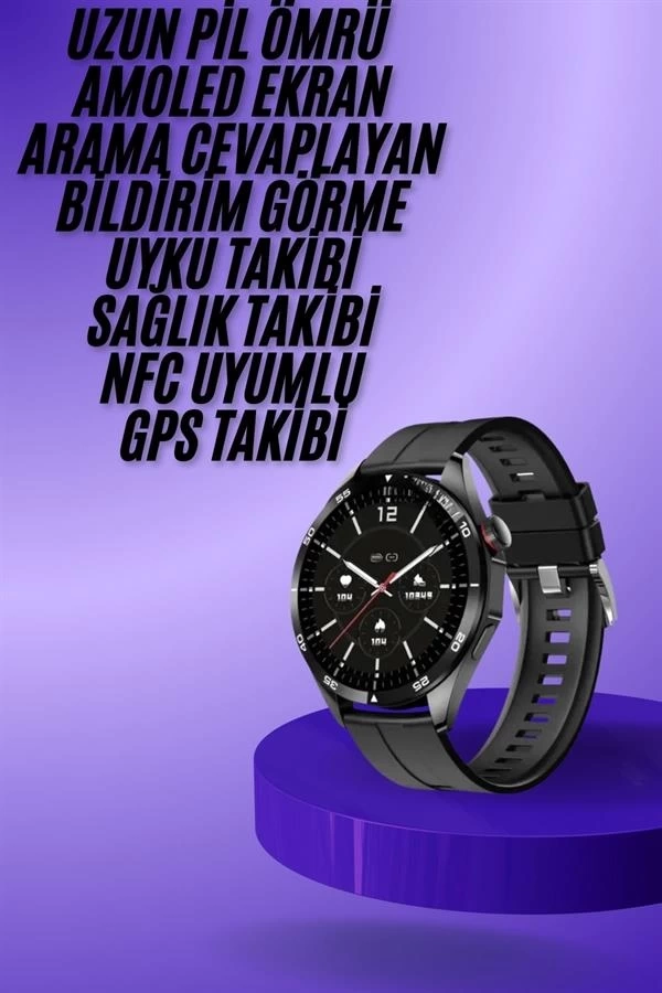 BUĞZ Amoled Ekran 3 Kordonlu Akıllı Saat 5.0 Bluetooth Bağlantılı Android ve İOS Uyumlu