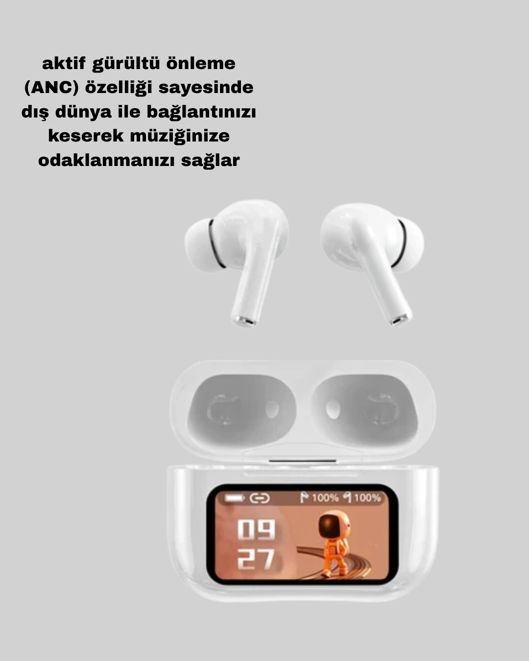 BUĞZ ANC Bluetooth Kulaklık – Dokunmatik, Powerbank Kutulu, Akıllı Sensörlü