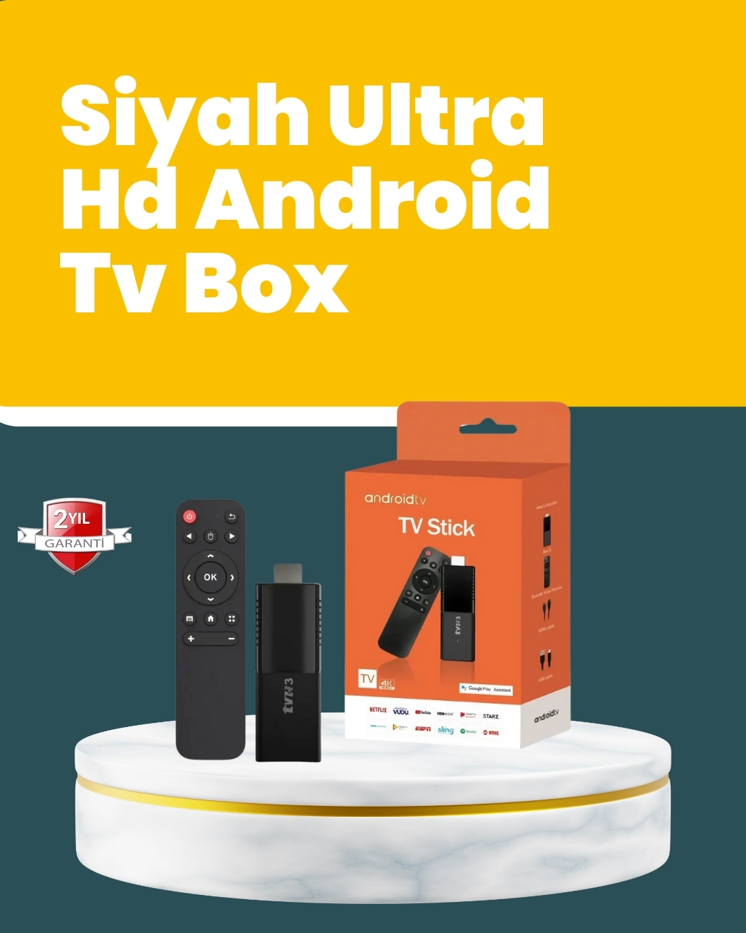 BUĞZ Android TV Stick WiFi ve Bluetooth Bağlantılı