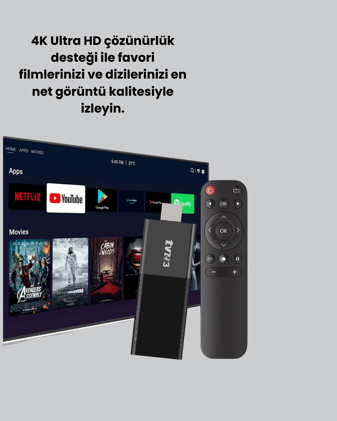 BUĞZ Android TV Stick WiFi ve Bluetooth Bağlantılı