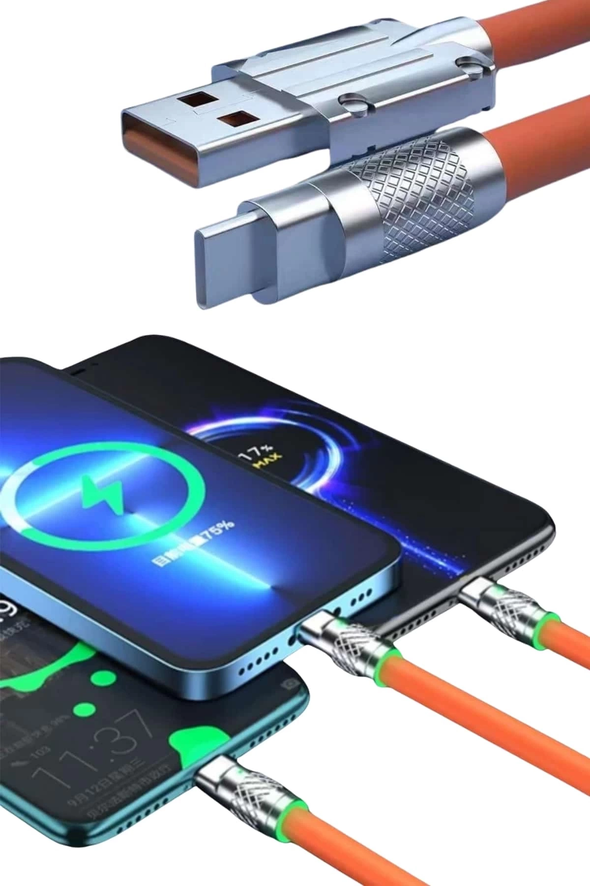 BUĞZ Android ve İOS Uyumlu 180 Derece Type-c Şarj Kablosu