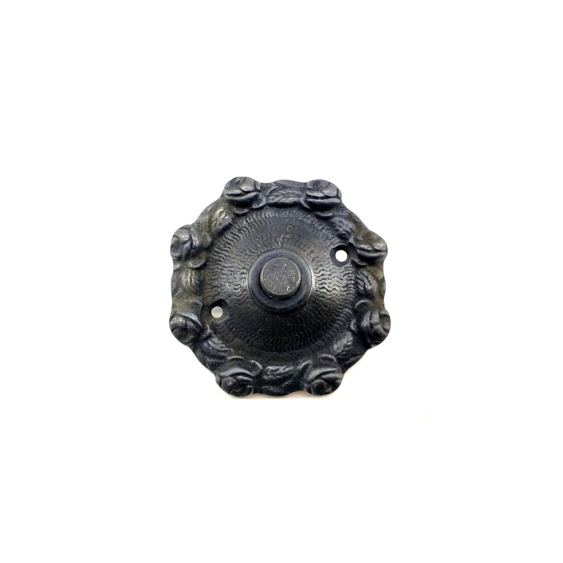 BUĞZ Antika Tarz Dekoratif Pirinç Güllü Kapı Zili - 75mm, Oksit