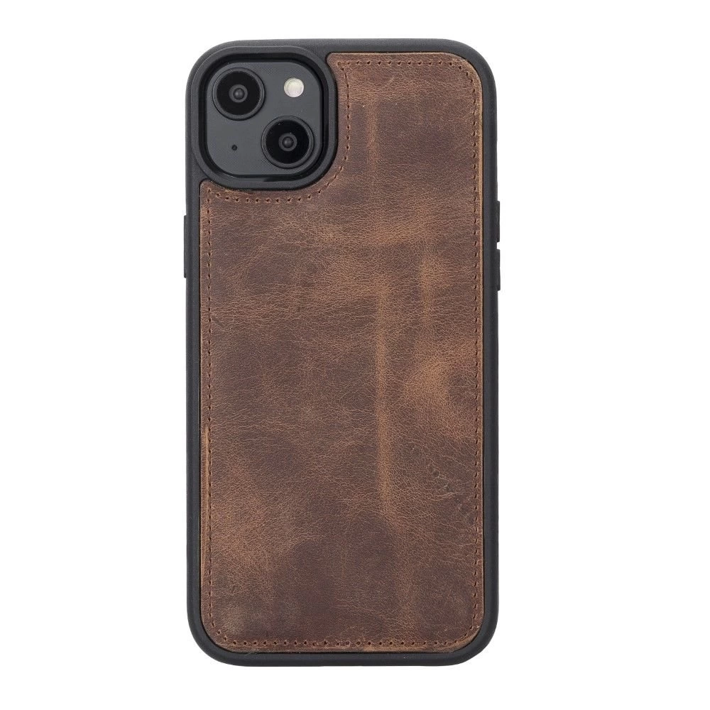 BUĞZ Apple iPhone 14 Plus Uyumlu Deri Cüzdanlı Kılıf MWWN G2 Kahve