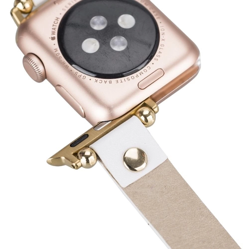 BUĞZ Apple Watch Uyumlu Deri Kordon 38-40-41mm FRG F3 Beyaz