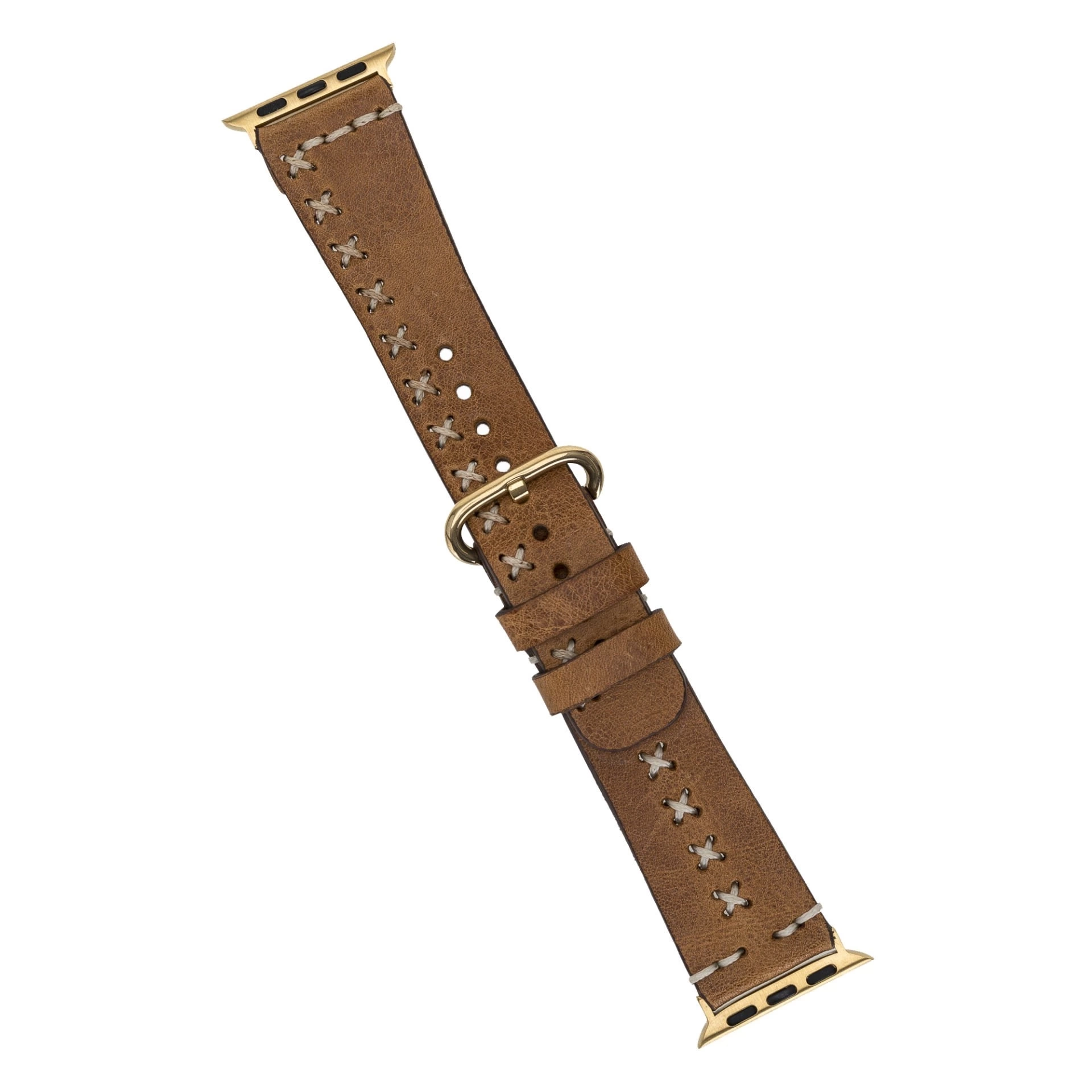 BUĞZ Apple Watch Uyumlu Deri Kordon 42-44-45mm Aqua V18 Taba