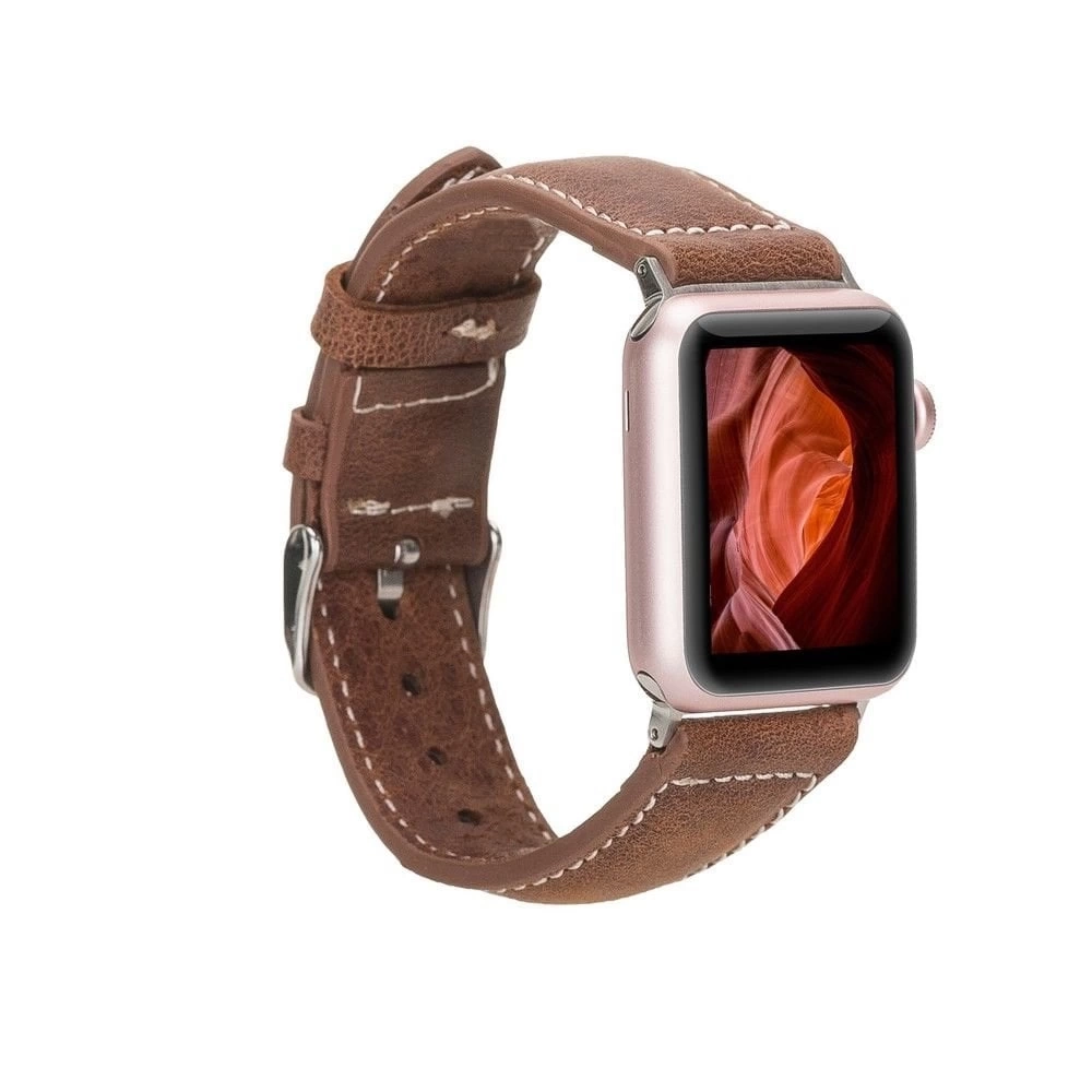 BUĞZ Apple Watch Uyumlu Deri Kordon 42-44-45mm NM1-AS2 Taba