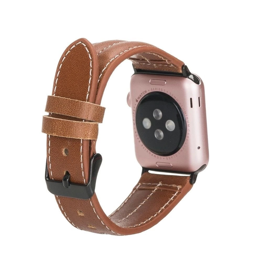 BUĞZ Apple Watch Uyumlu Deri Kordon 42-44-45mm NM3-AS2 Taba