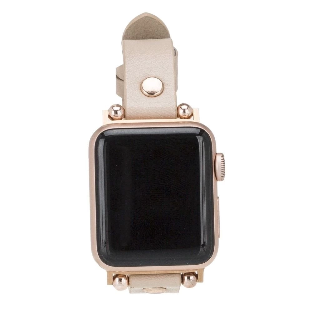 BUĞZ Apple Watch Uyumlu Deri Kordon 42-44-45mm RT ERC3 Bej