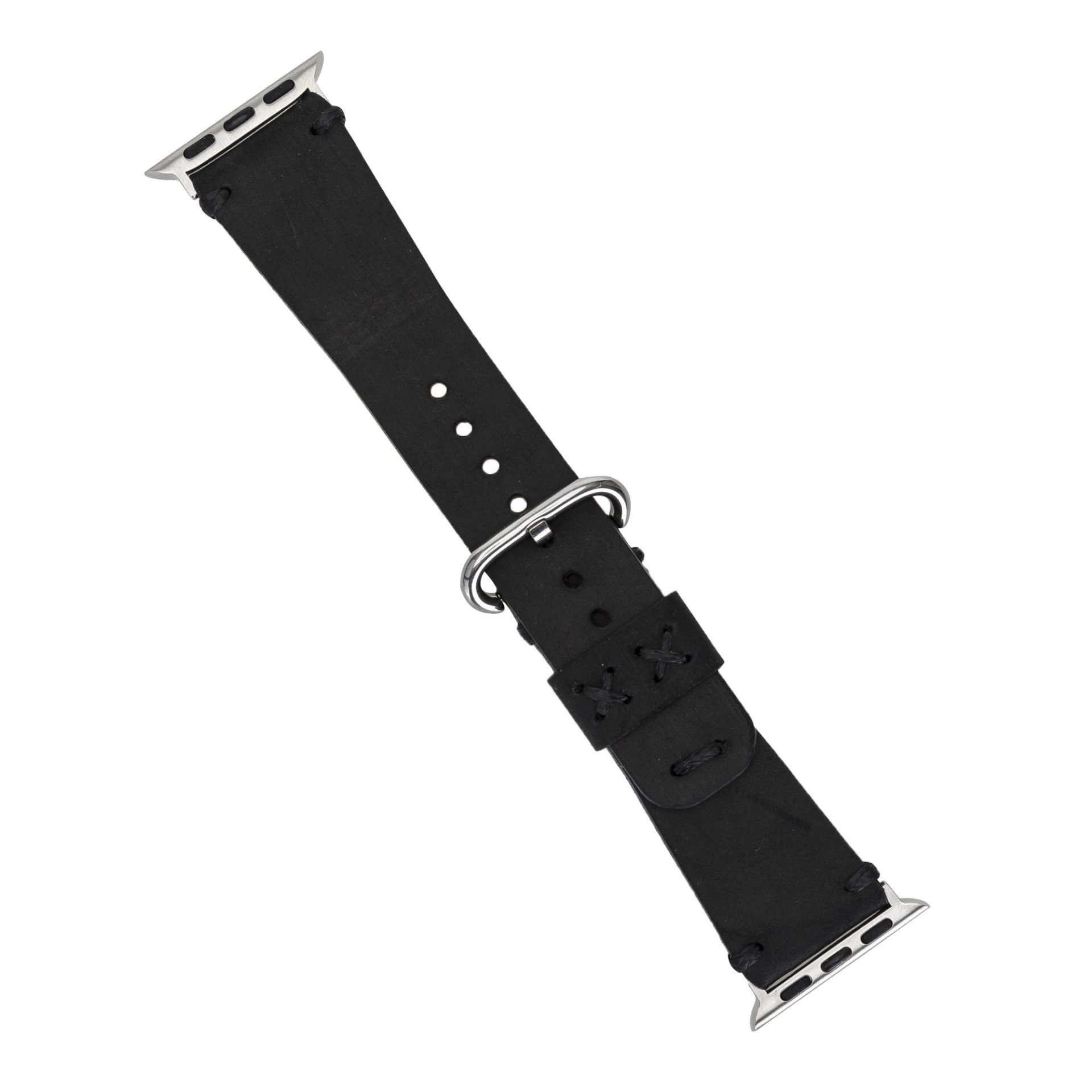 BUĞZ Apple Watch Uyumlu Deri Kordon Orfe 42-44-45mm G1 Siyah