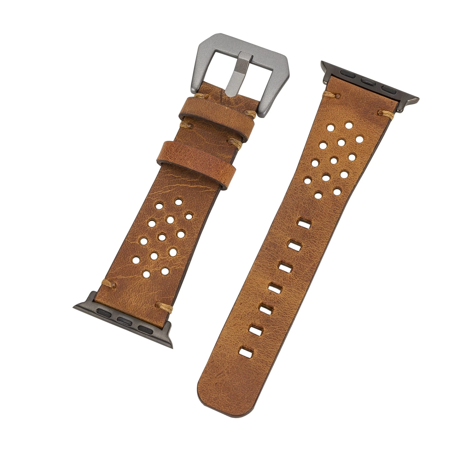 BUĞZ Apple Watch Uyumlu Deri Kordon Vigo 42-44-45mm G19 Taba